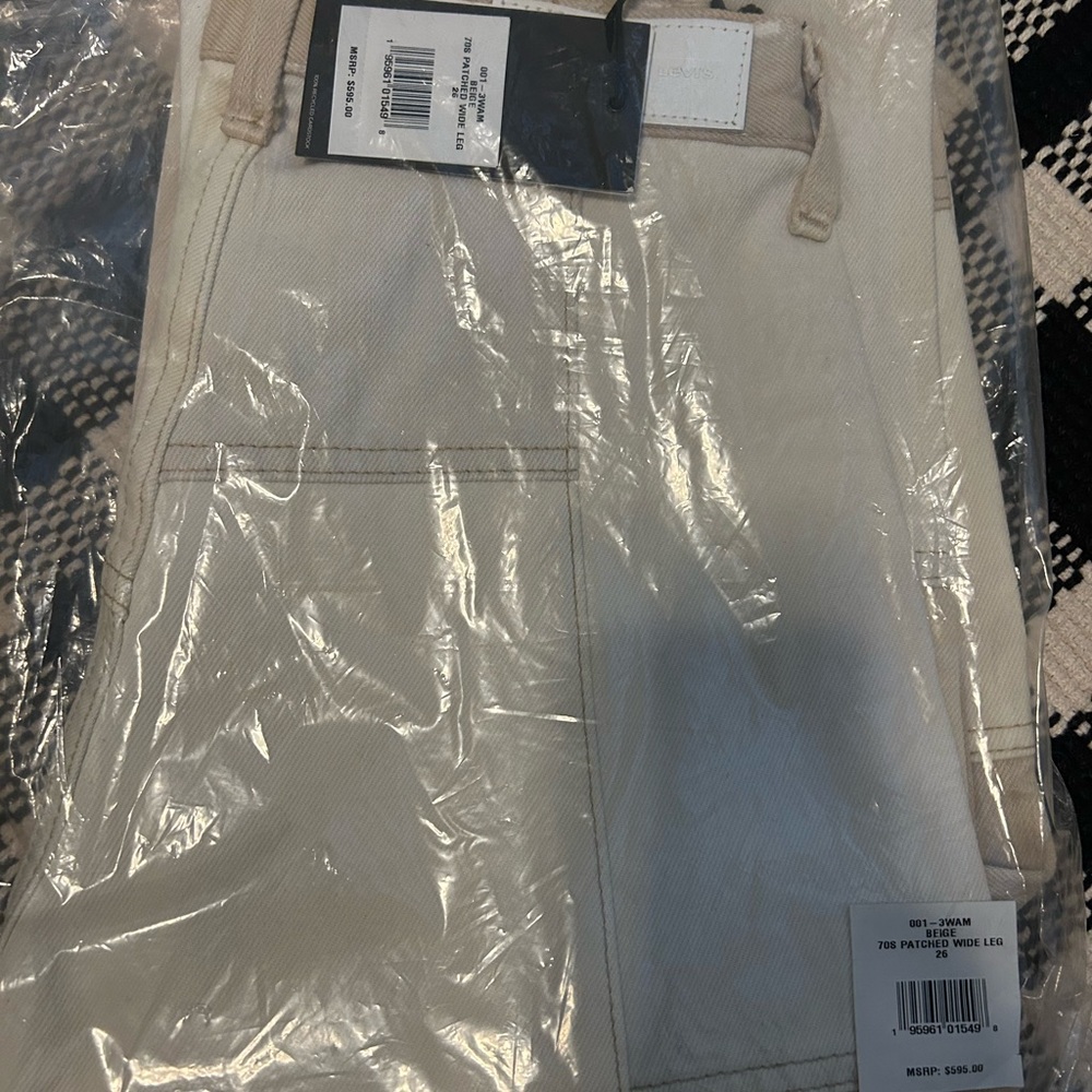 REDONE Beige Levi’s 70s Patched Wide Leg Pants Size 26 - Picture 7 of 7